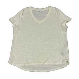 Comptoir des Cotonniers X Uniqlo Shirt Womens Large Linen Butter Yellow V Neck